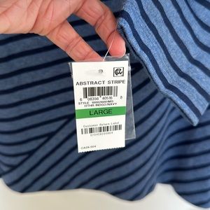 Karen Scott Womens Cotton Striped Vented Hem Top Blue Size Small